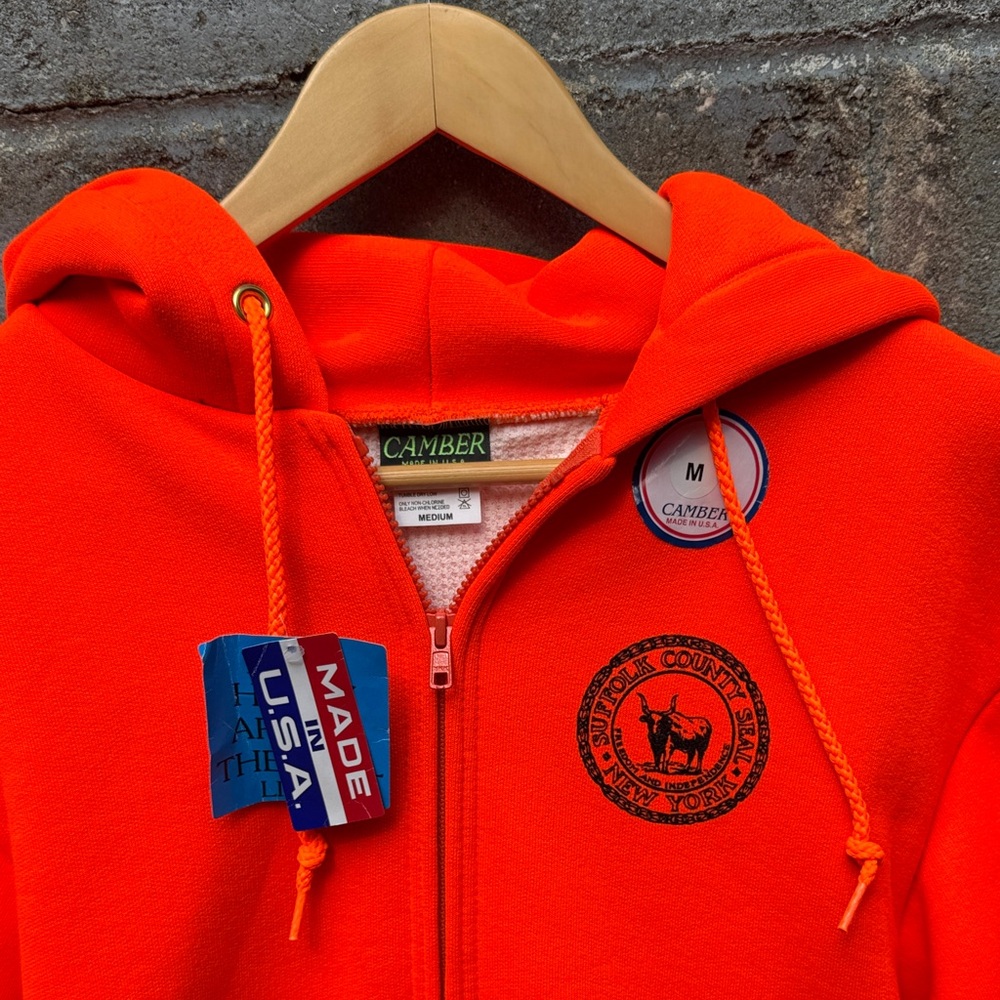 Vintage Suffolk County thermal lined hoodie medium new Long Island 80s